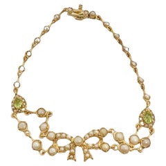 Pulsera Victoriana de Oro Amarillo de 18 K con Perlas de Siembra