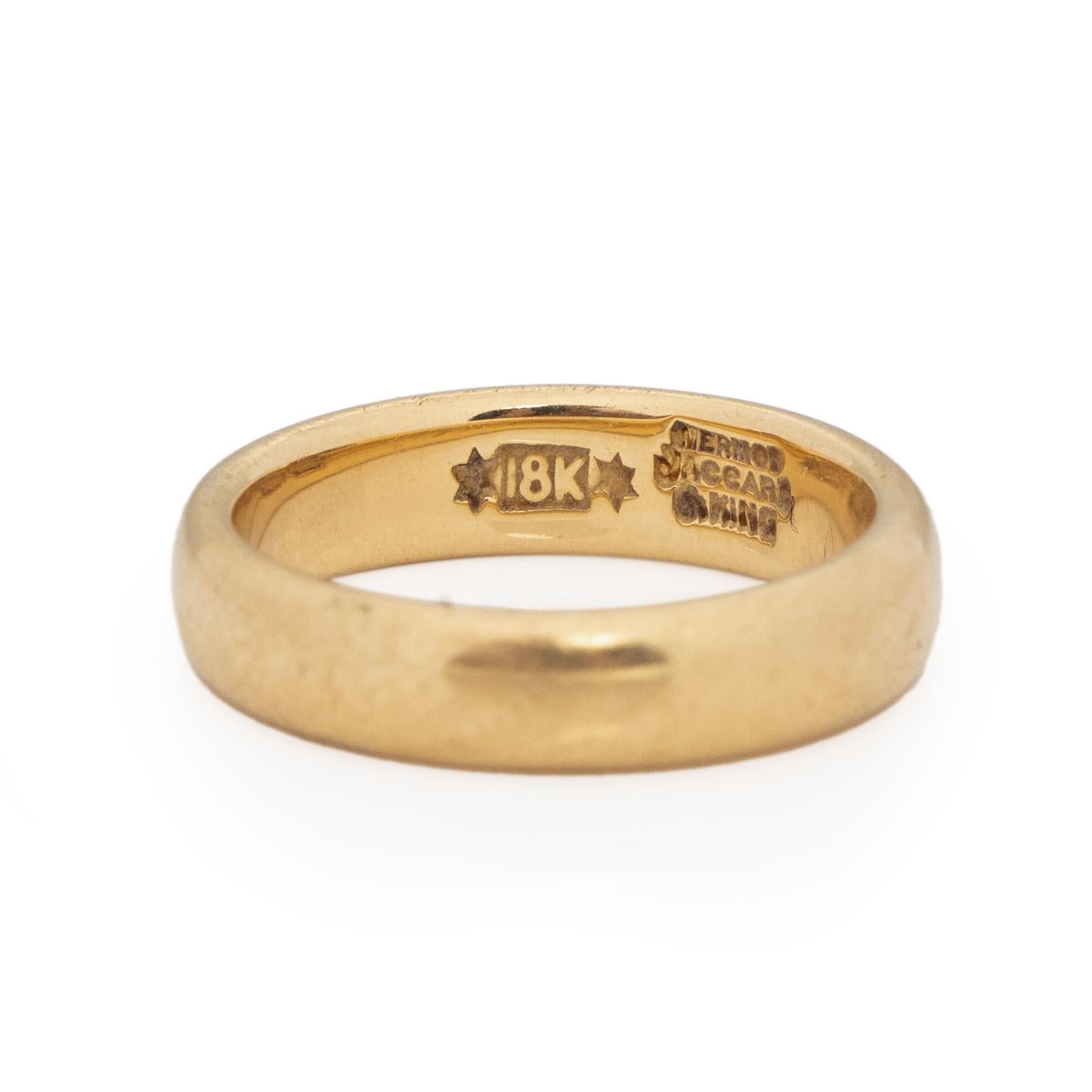 Victorian 18K Yellow Gold Vintage Mermod & Jaccard Co. Comfort Fit Wedding Band In Good Condition In Addison, TX