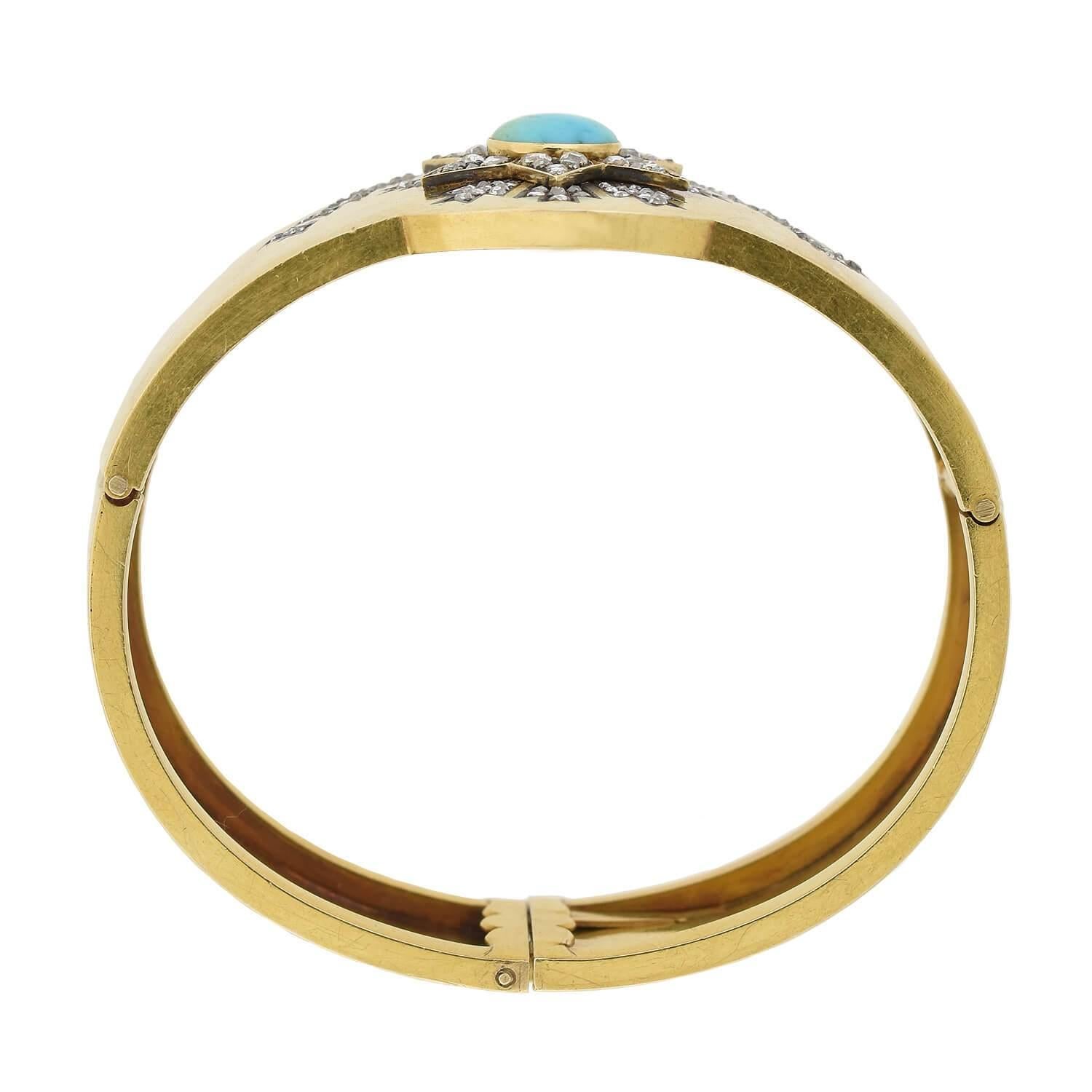 Bracciale vittoriano 18kt con diamanti e turchese 