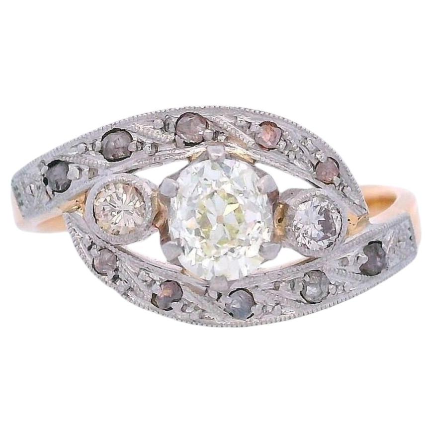 Victorian 18kt Gold and Platinum Ring with Diamonds