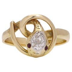 Victorian 18kt gold diamond and ruby serpent 