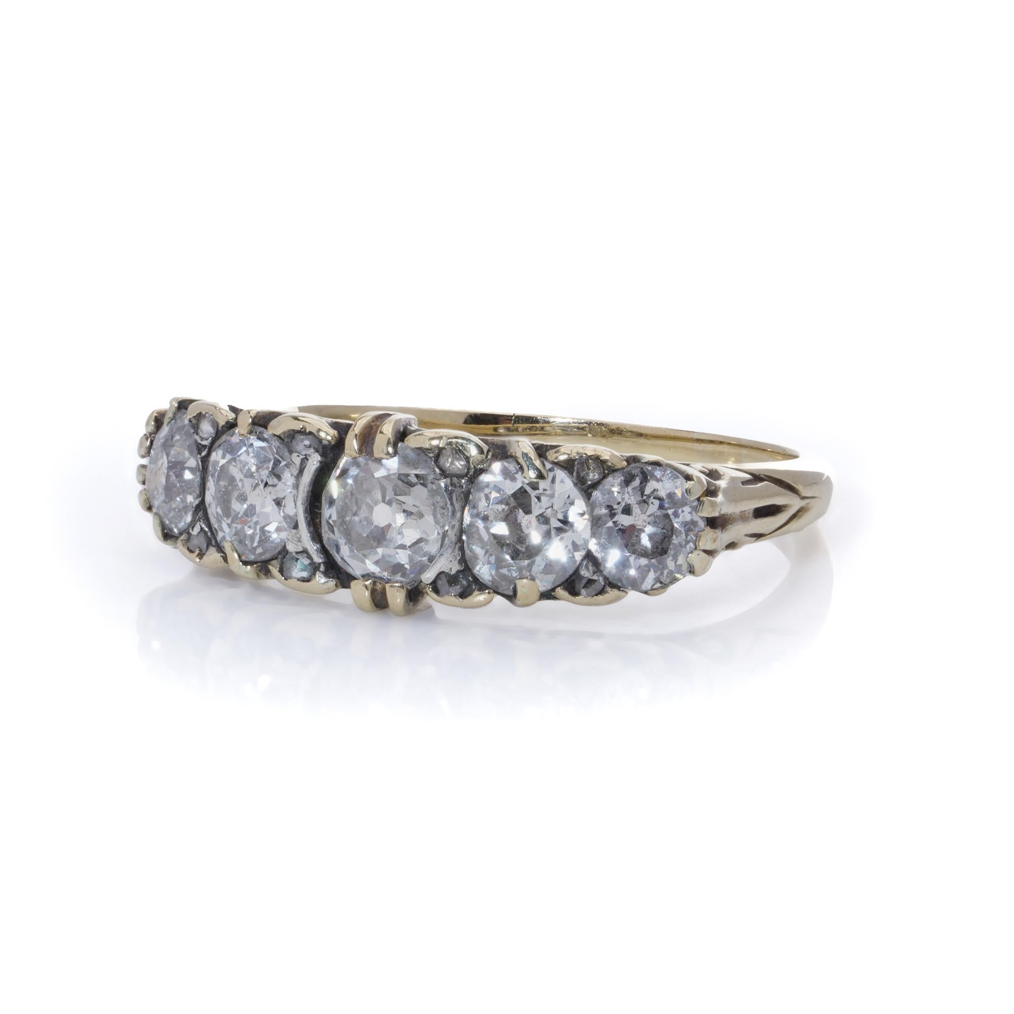 Women's Victorian 18kt Gold Diamond Five-Stone Ring For Sale