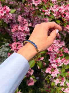 Victorian 18KT Gold Graduated Sapphire Bangle