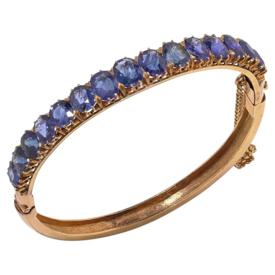 Bracciale vittoriano in oro 18KT con zaffiro graduato