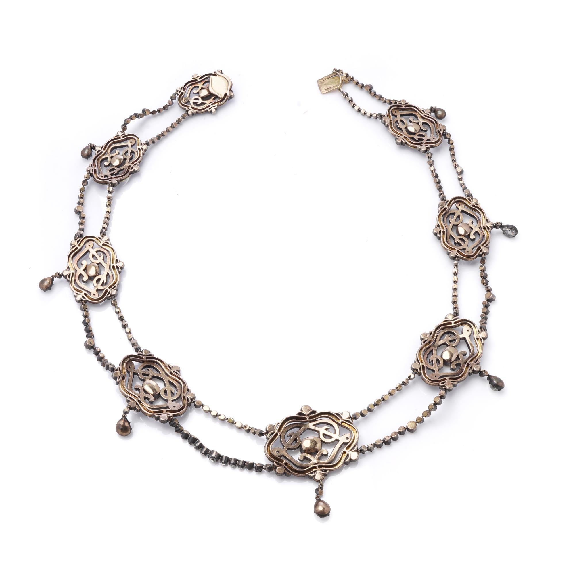 Viktorianische Halskette aus 18 Karat Gold und Silber Rubin, Diamant und Emaille im Angebot 3