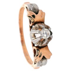 Victorian 18kt Gold Solitaire Ring with Diamonds