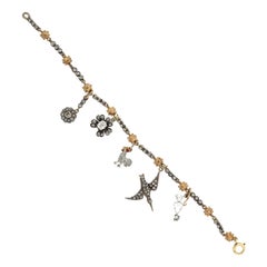 Victorian 18kt/Sterling and Diamond 5-Charm Bracelet