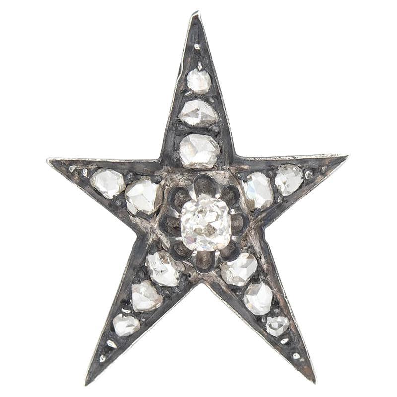 Victorian 18kt/Sterling Diamond Star 0.95ctw For Sale