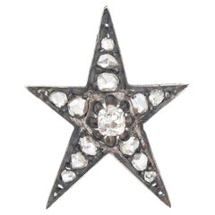 Antique Victorian 18kt/Sterling Diamond Star 0.95ctw