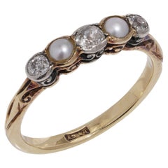 Antique Victorian 18kt. yellow gold and silver ladies five stone ring 