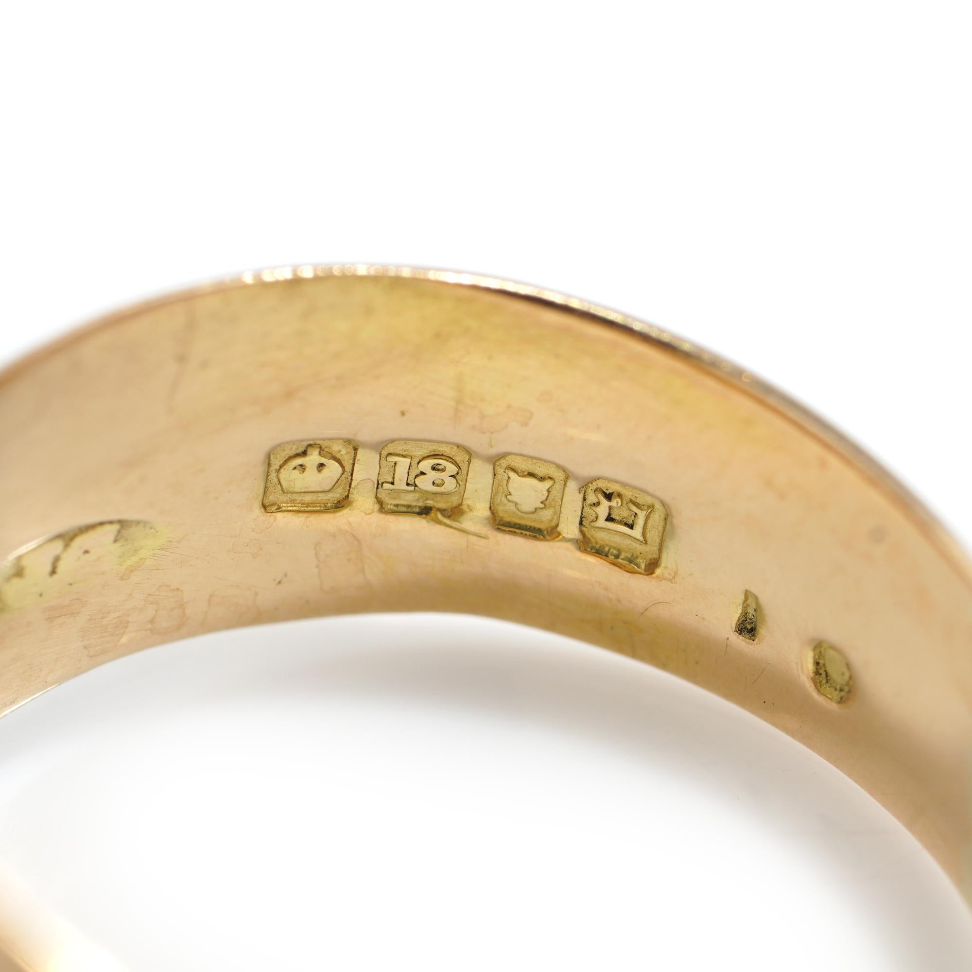 Victorian 18kt Yellow Gold Double Serpent Band Ring Set with 0.06 Ct. Diamonds In Good Condition In Braintree, GB