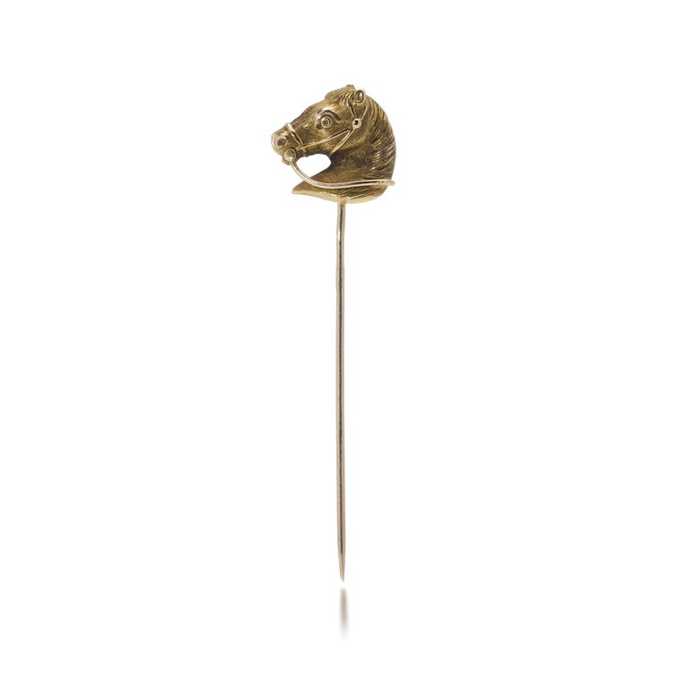 Épingle à Cravate Ancienne En Or 18 Carats - Forme Fer à Cheval, Vintage