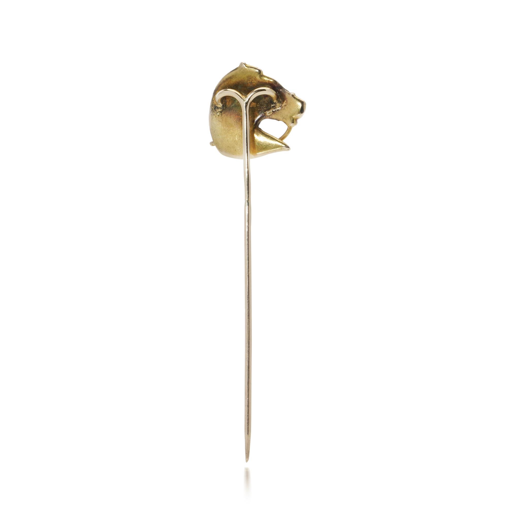 Victorian 18kt yellow gold horse head pin brooch. For Sale 1