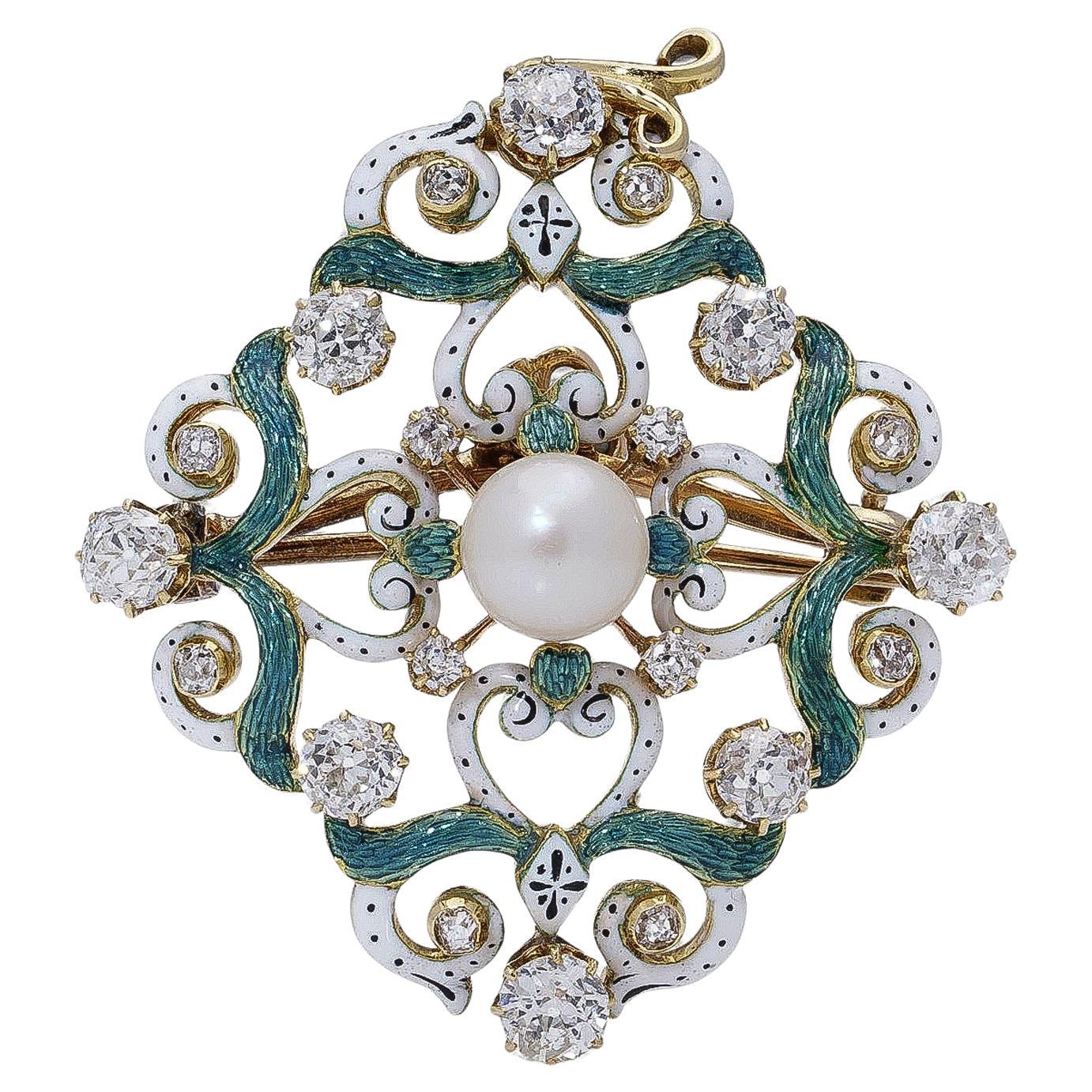 Victorian 18kt Yellow Gold Pendant and Brooch by Alfred Philips