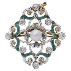 Victorian 18kt Yellow Gold Pendant and Brooch by Alfred Philips