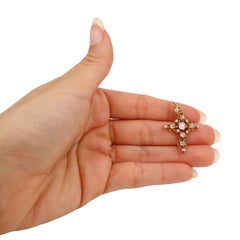 Victorian 18kt yellow Gold Pendant Cross with Diamonds