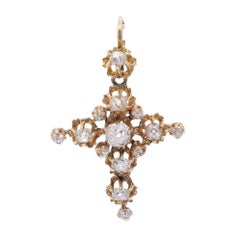Victorian 18kt yellow Gold Pendant Cross with Diamonds