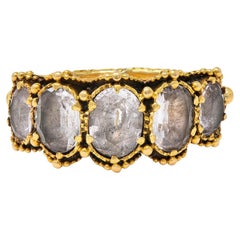 Victorian 1.90 CTW White Topaz 18Karat Yellow Gold Antique Five Stone Band Ring