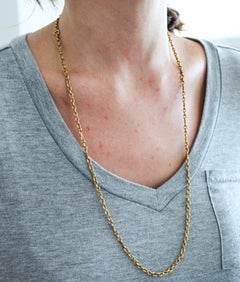 VICTORIAN 1900 Antique 29 Inches Twisted Lings Long Chain In 19Kt Yellow Gold