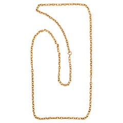 VICTORIAN 1900 Antique 29 Inches Twisted Lings Long Chain In 19Kt Yellow Gold