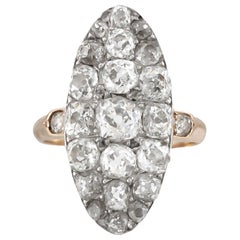 Victorian 1900s 18 Karat Yellow Gold Long Diamonds Ring