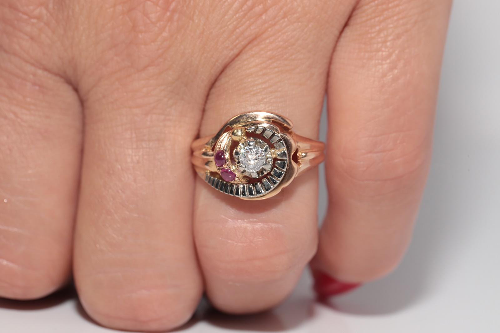 Viktorianischen 1900er 18k Gold natürlichen Diamanten und Cabochon Cut Rubin Ring im Angebot 9