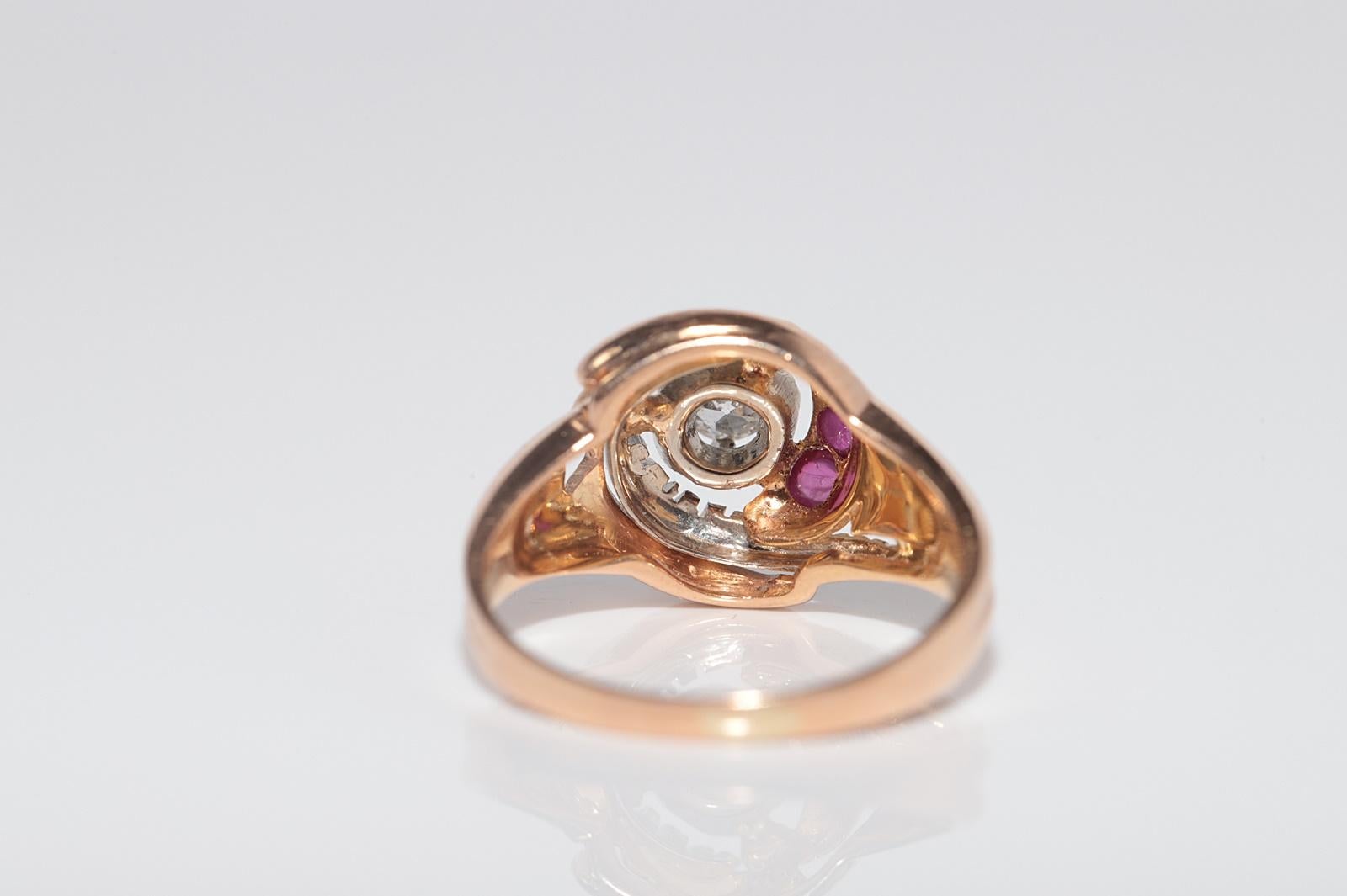 Viktorianischen 1900er 18k Gold natürlichen Diamanten und Cabochon Cut Rubin Ring im Angebot 1
