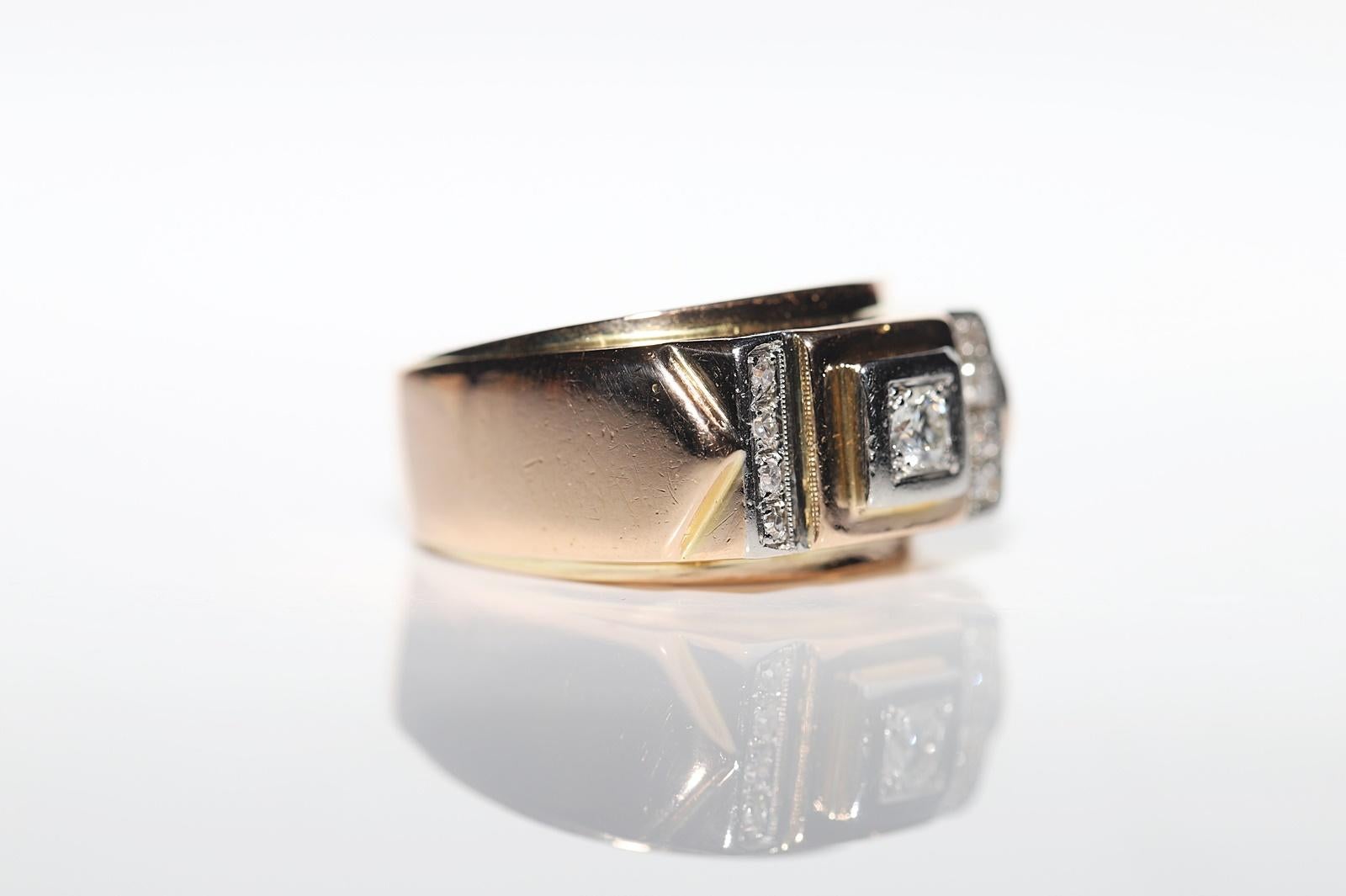 Brilliant Cut Victorian 1900s 18k Gold Natural Diamond Decorated Unisex Tank Ring For Sale