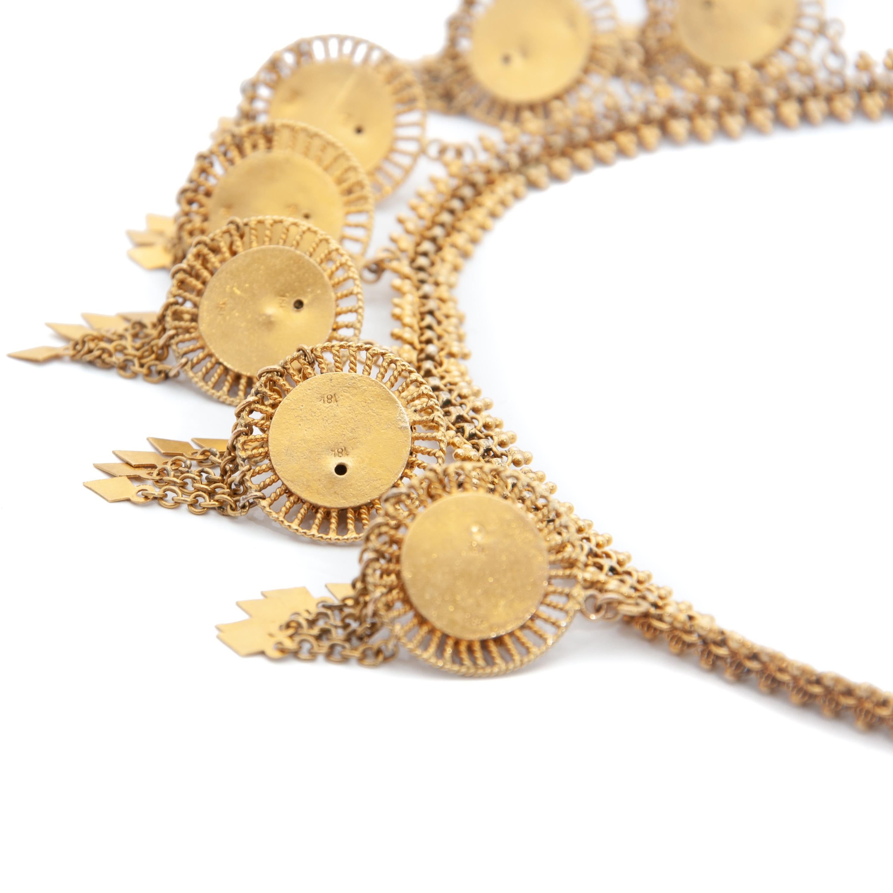Antike etruskische Revival Cannetille-Halskette aus 18 Karat Gelbgold im Angebot 4