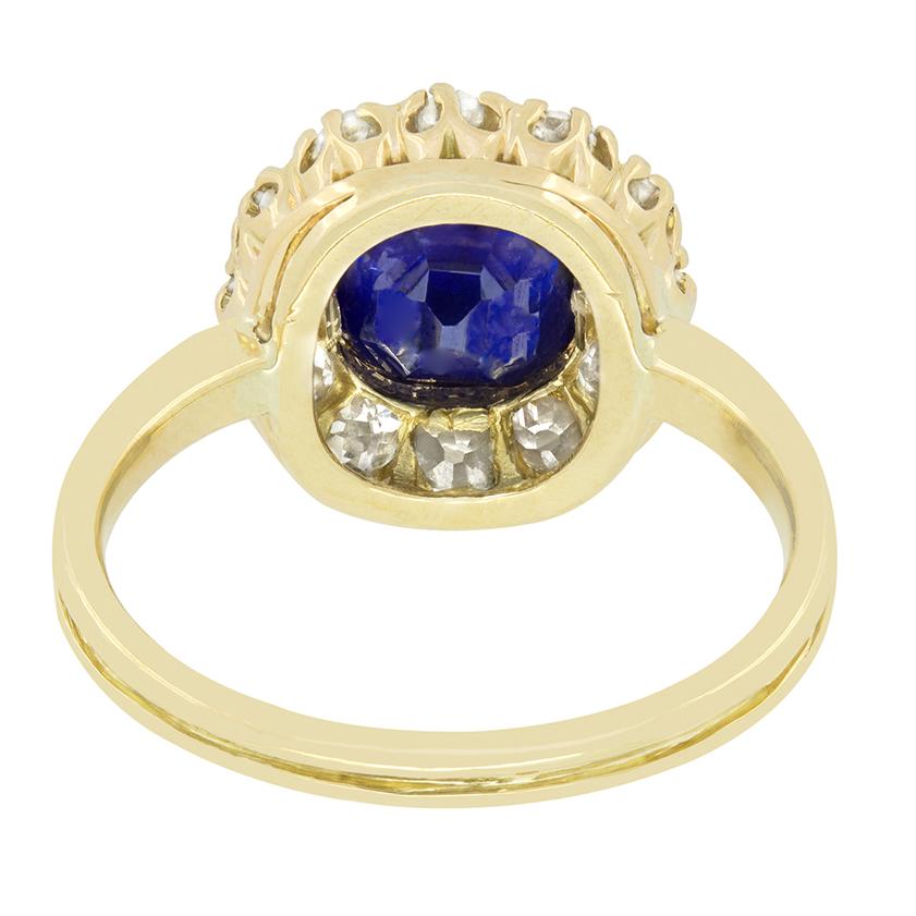 Viktorianischer 1,90ct Saphir und Diamant Cluster Ring, um 1880 im Zustand „Gut“ im Angebot in London, GB
