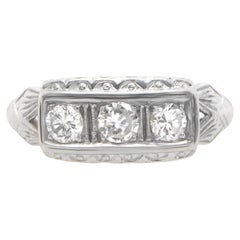 Antique Victorian 1910’s Diamond Ring .80 Carats Total 14k White Gold