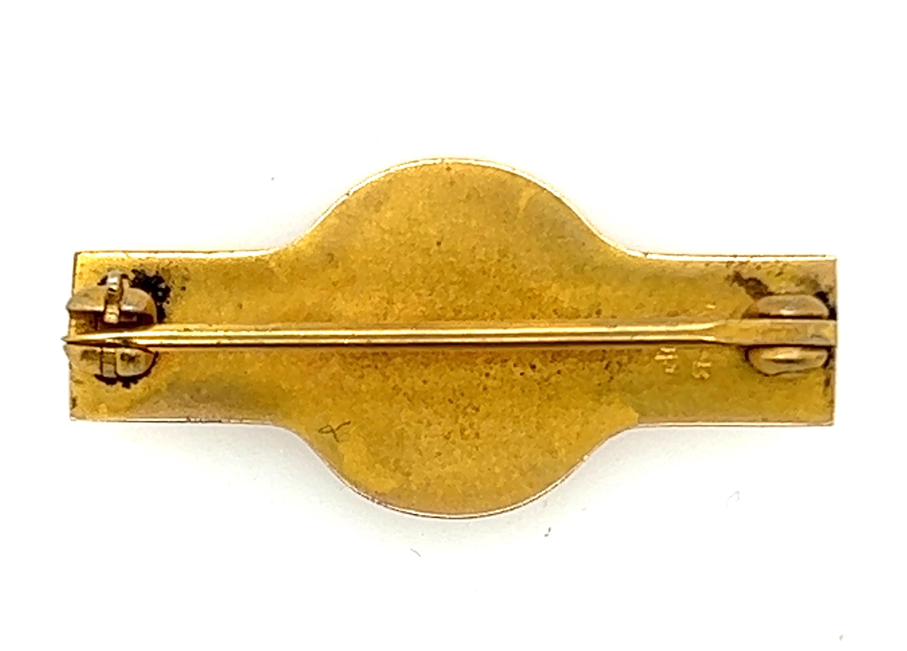 Viktorianische Perlen-Anstecknadelbrosche 1915 Gelbgold-Emaille-Anhänger Gelbgold Antike Original 1915 (Rundschliff) im Angebot