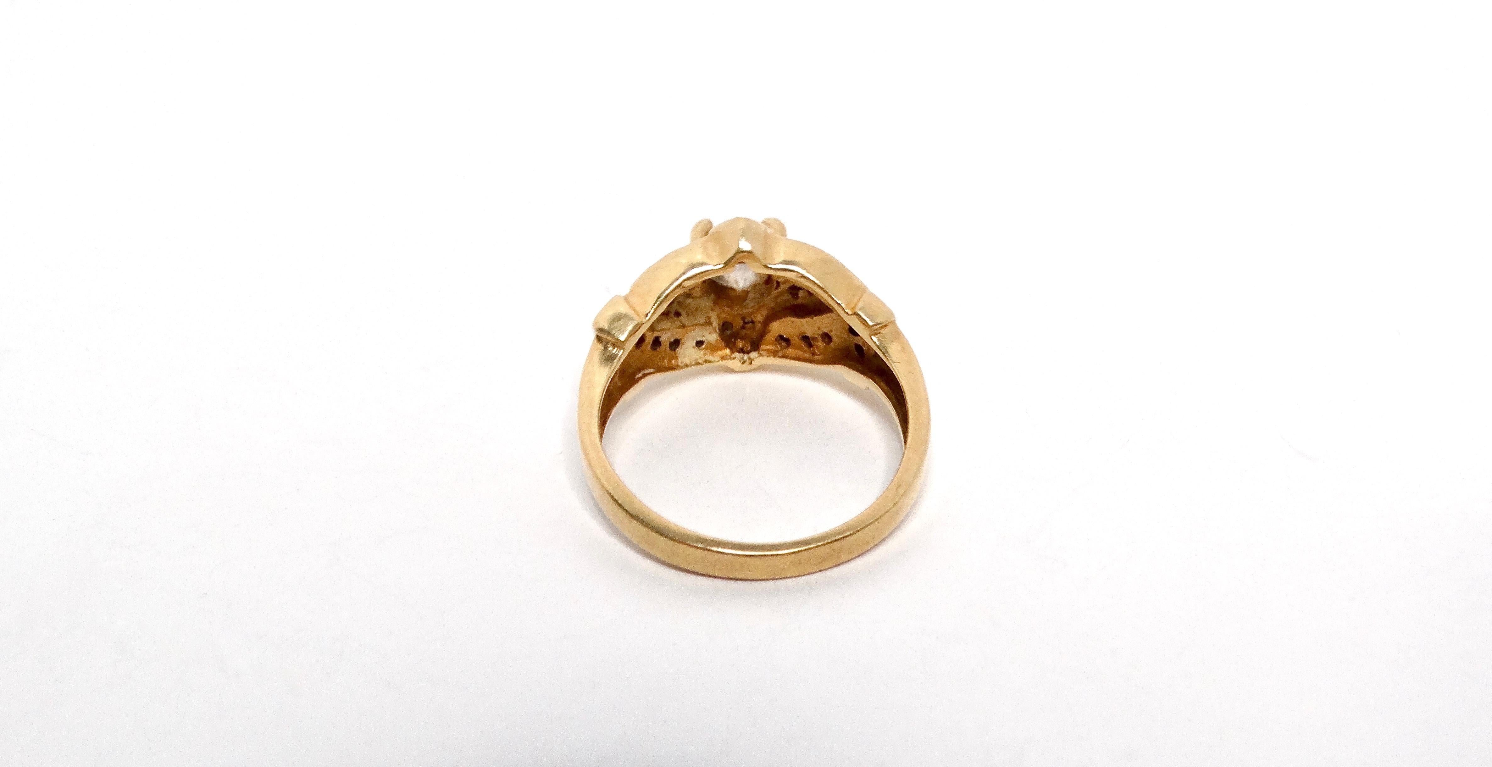Viktorianischer 1920er Jahre CUSTOM MADE Diamant und 10k Gelbgold Ring 1