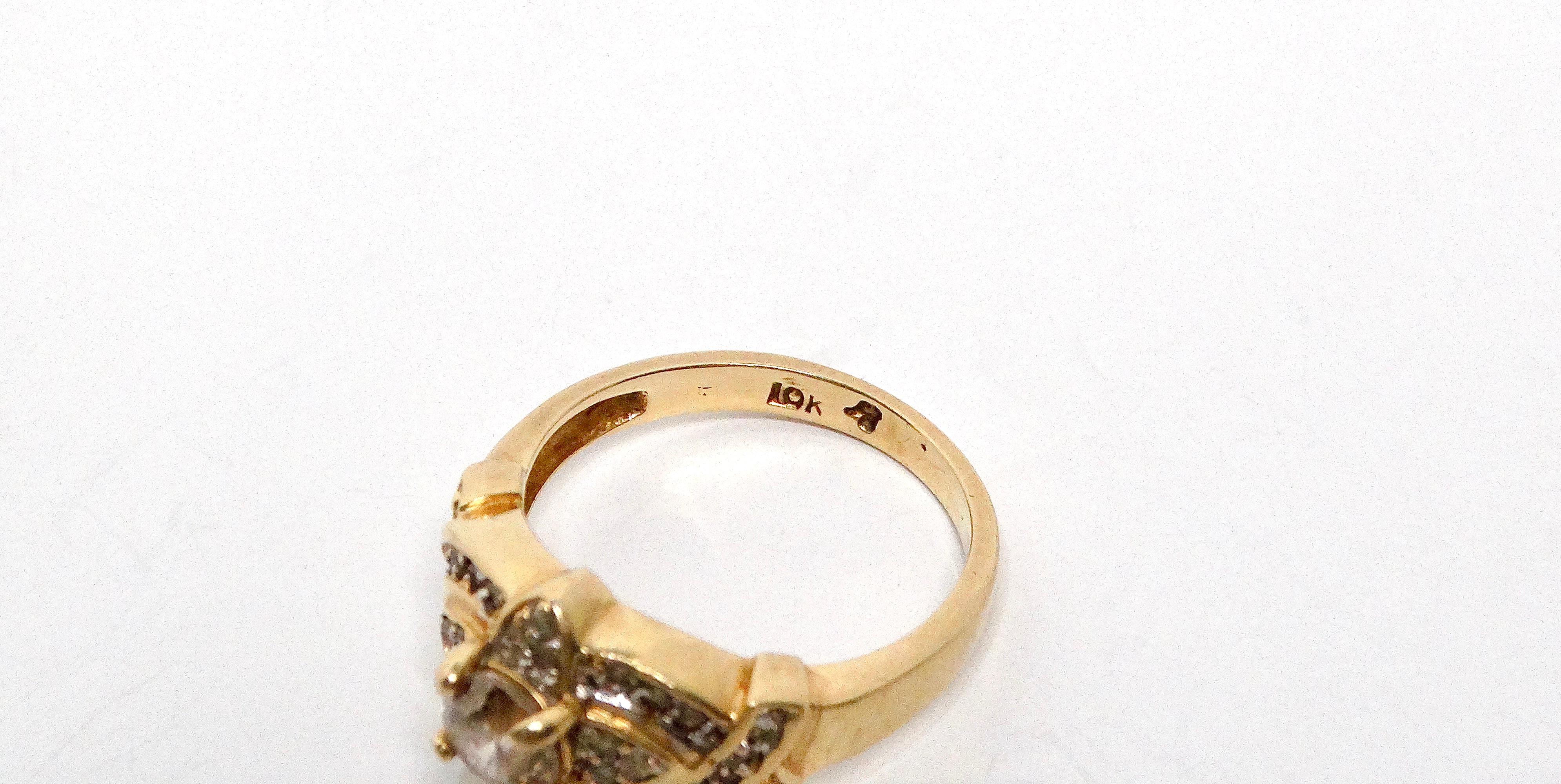 Viktorianischer 1920er Jahre CUSTOM MADE Diamant und 10k Gelbgold Ring 2
