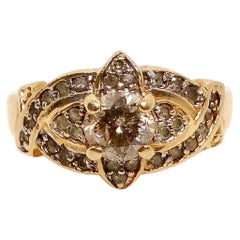 Viktorianischer 1920er Jahre CUSTOM MADE Diamant und 10k Gelbgold Ring