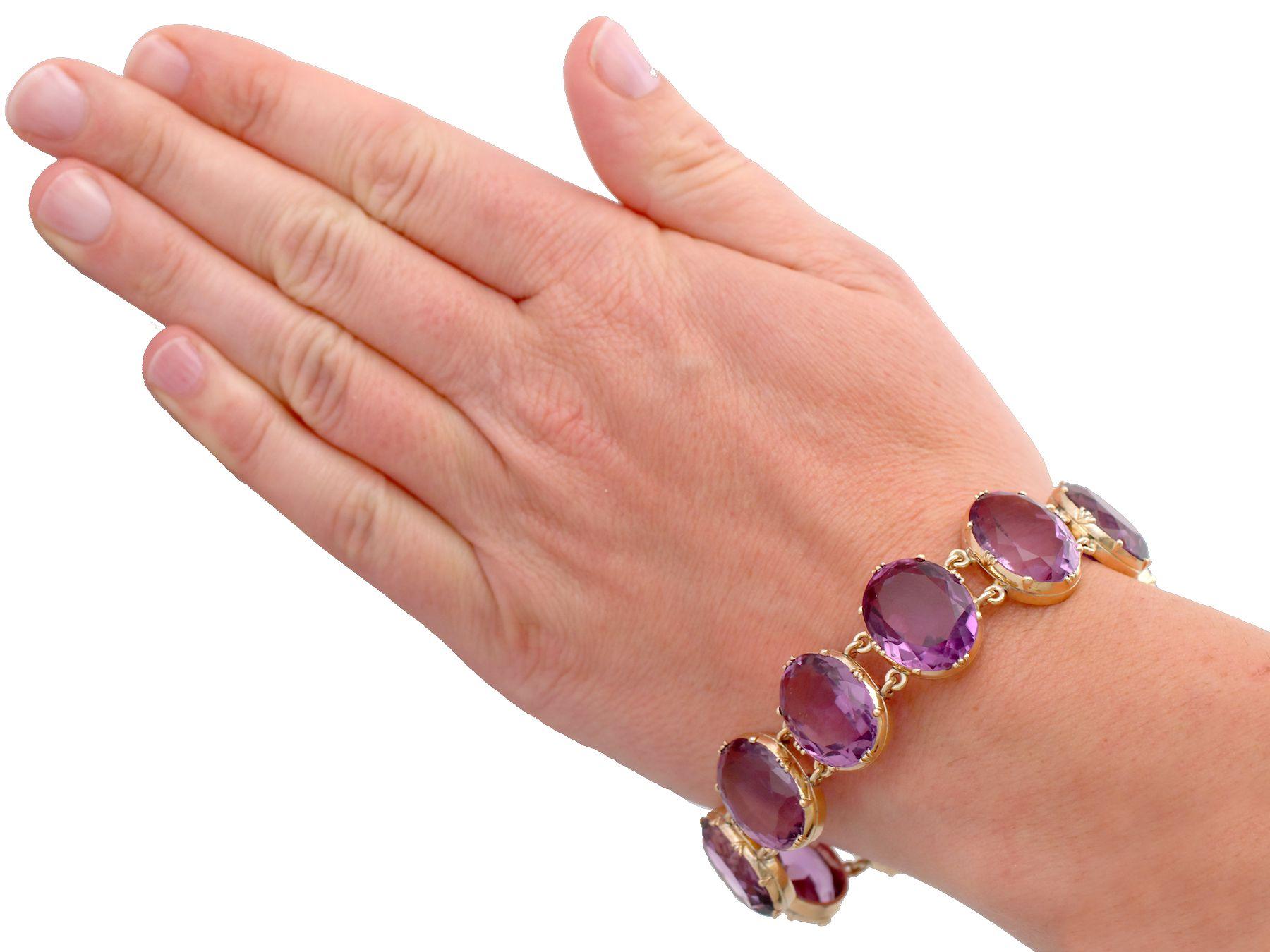 Victorian 193.38 Carat Amethyst and Yellow Gold Bracelet 4