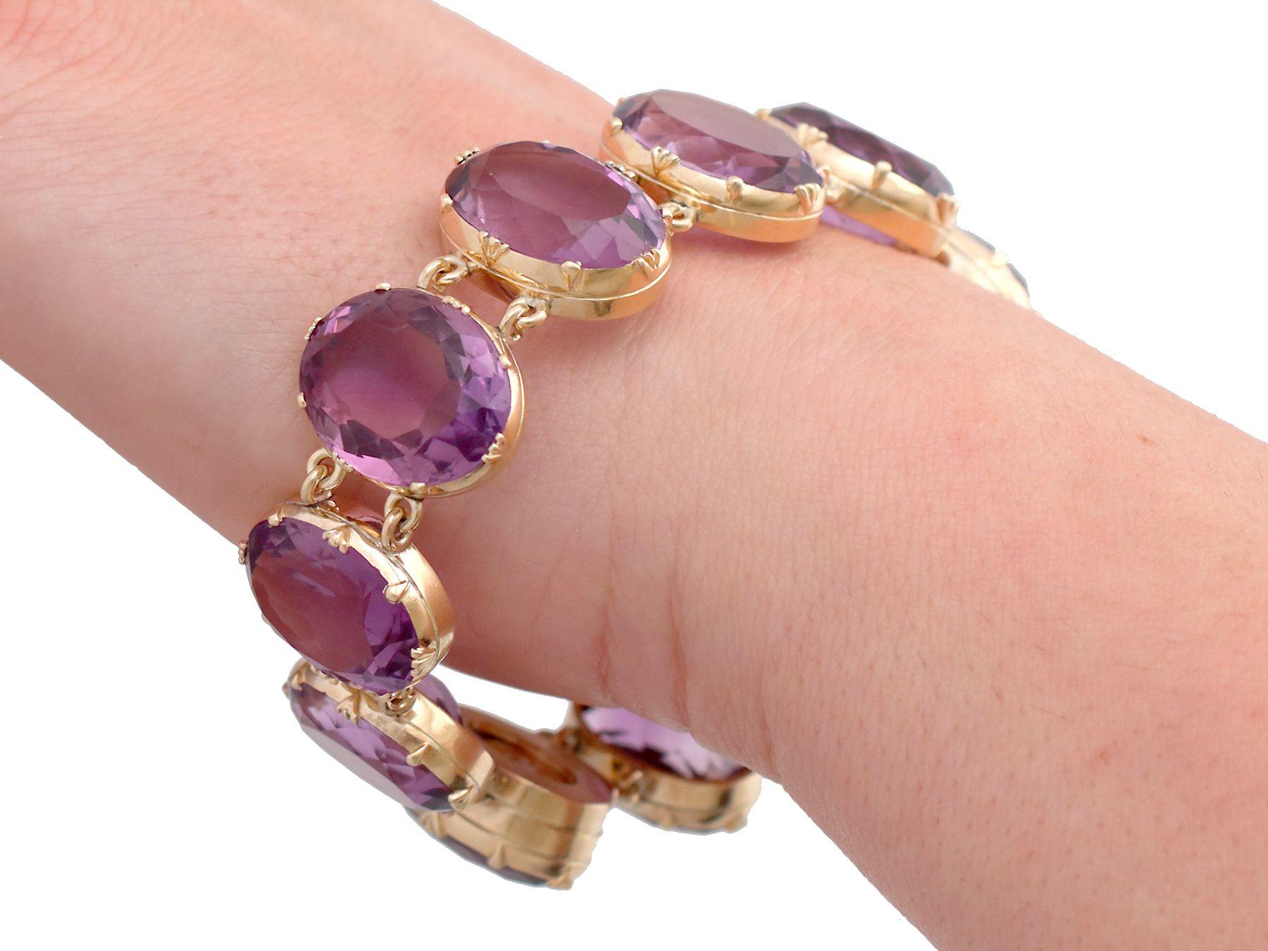 Victorian 193.38 Carat Amethyst and Yellow Gold Bracelet 5