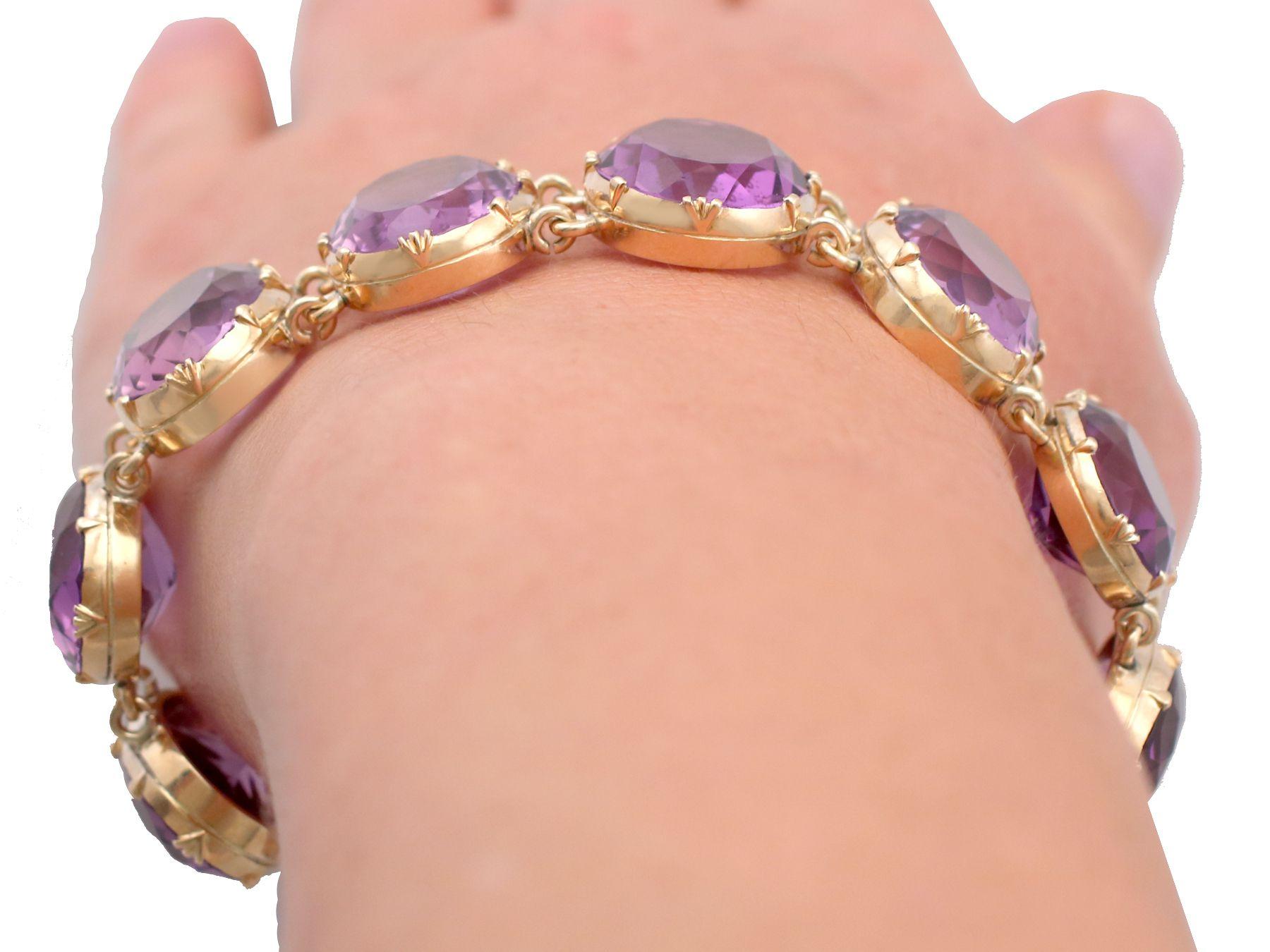 Victorian 193.38 Carat Amethyst and Yellow Gold Bracelet 6