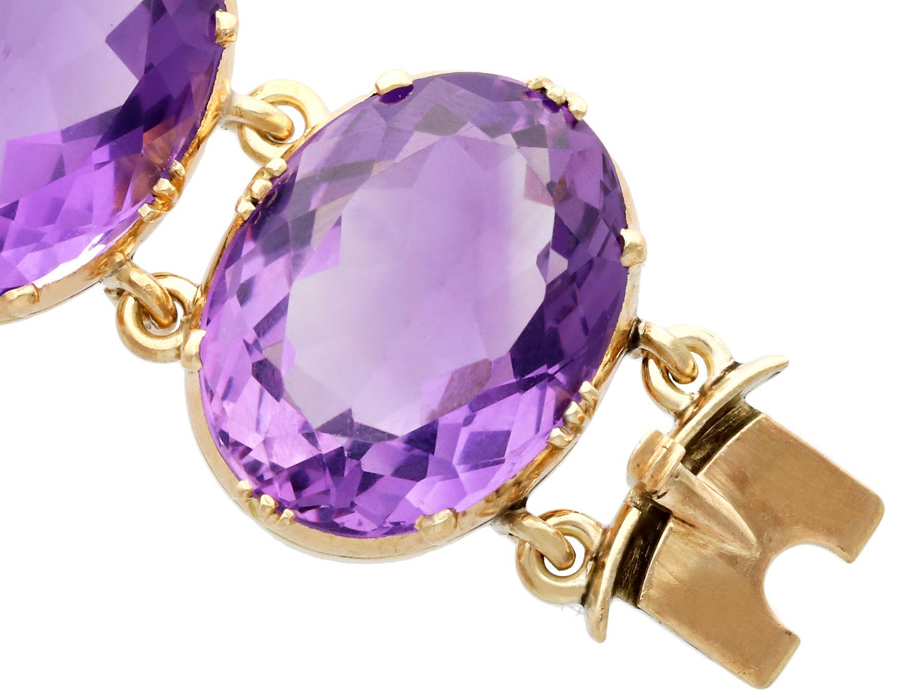 Victorian 193.38 Carat Amethyst and Yellow Gold Bracelet 2