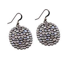 Orecchini vittoriani con pietra lunare arcobaleno da 19,4cttw in argento 925