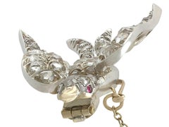 Victorian 1.95 Carat Diamond and Ruby Yellow Gold Swallow Bird Brooch