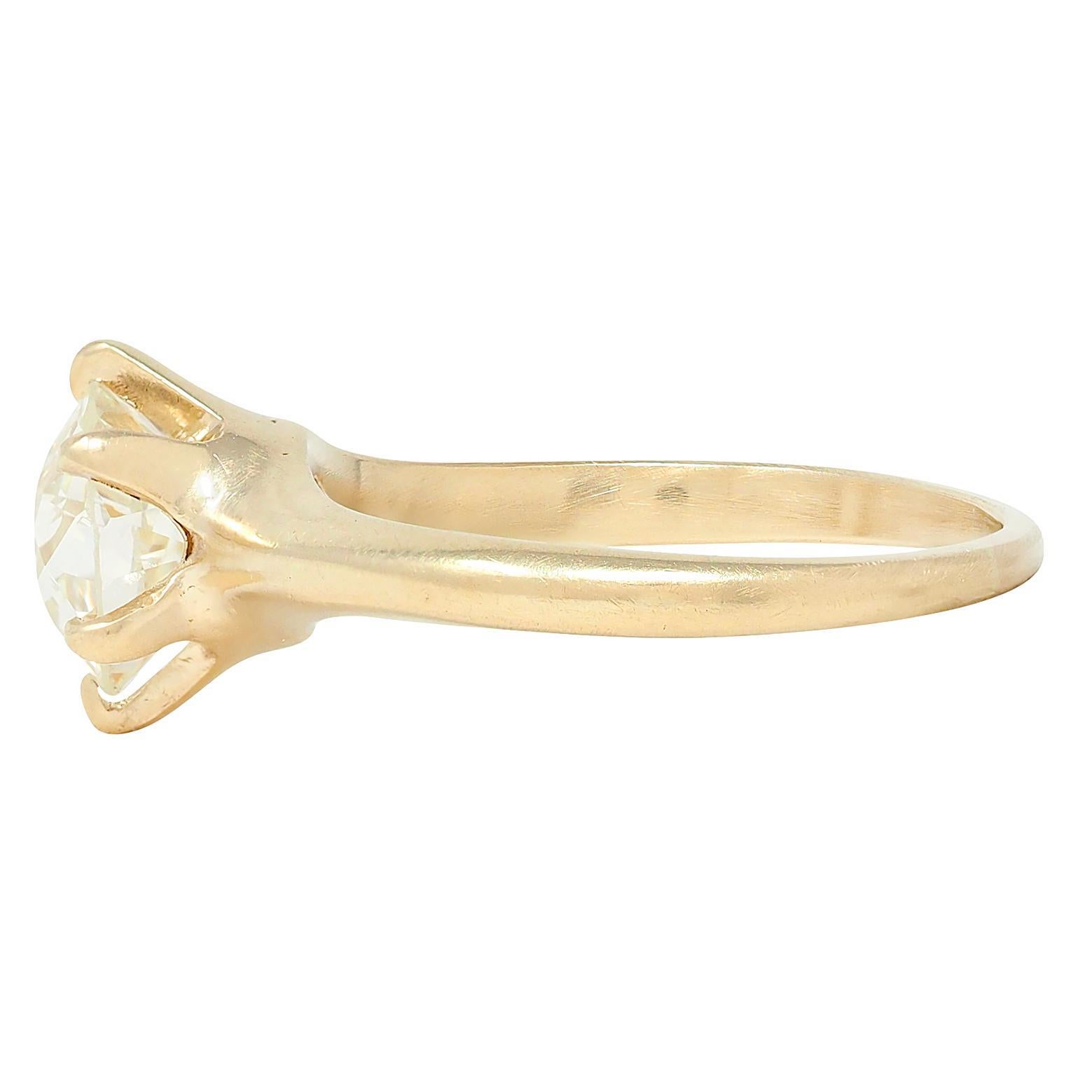 Women's Victorian 1.96 CT European Diamond 14K Gold Antique Solitaire Engagement Ring For Sale