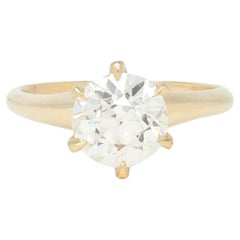Victorian 1.96 CT European Diamond 14K Gold Antique Solitaire Engagement Ring