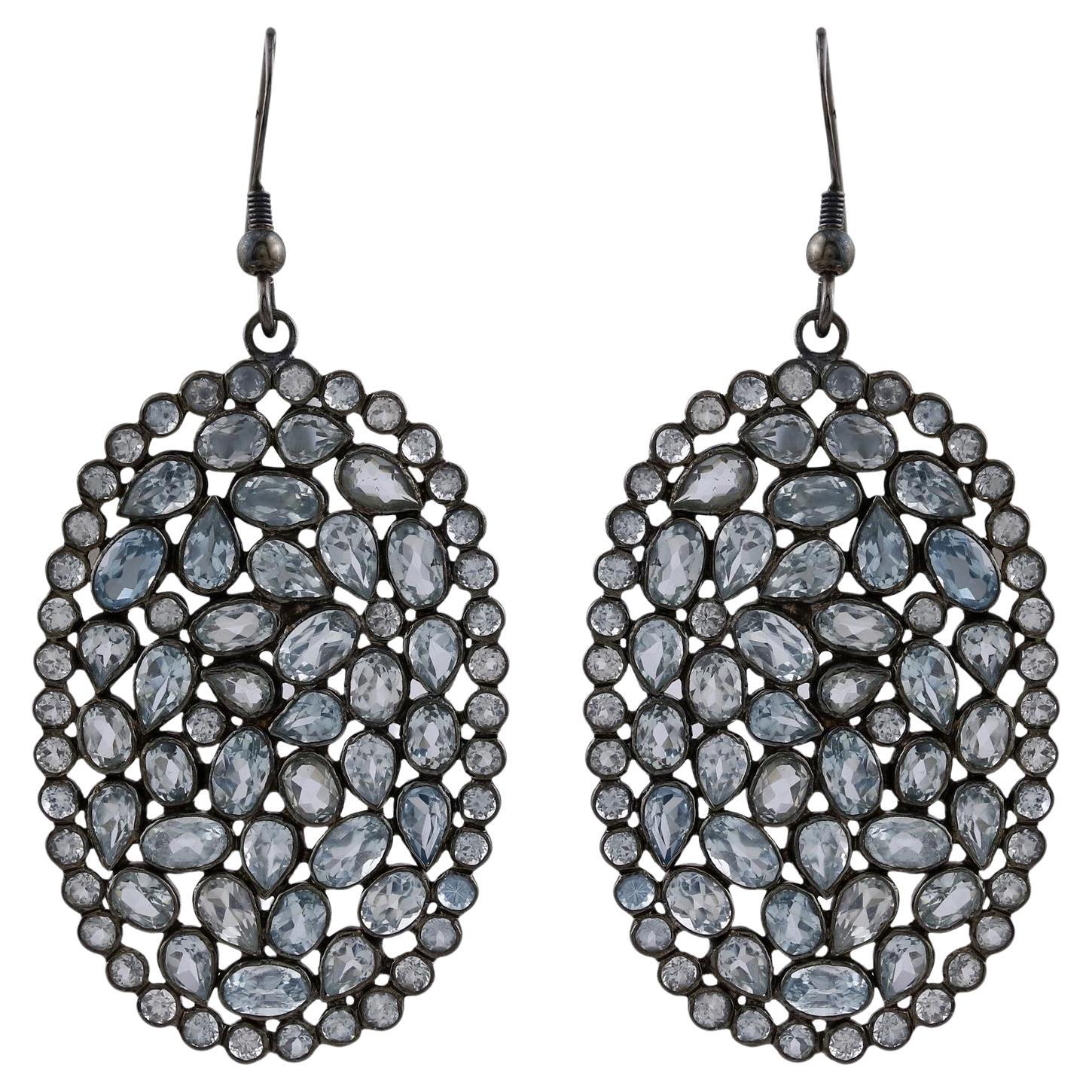 V3 Jewelry 925 Sterling Silver 1.80 Carat Natural London Blue Topaz Dangle Earrings