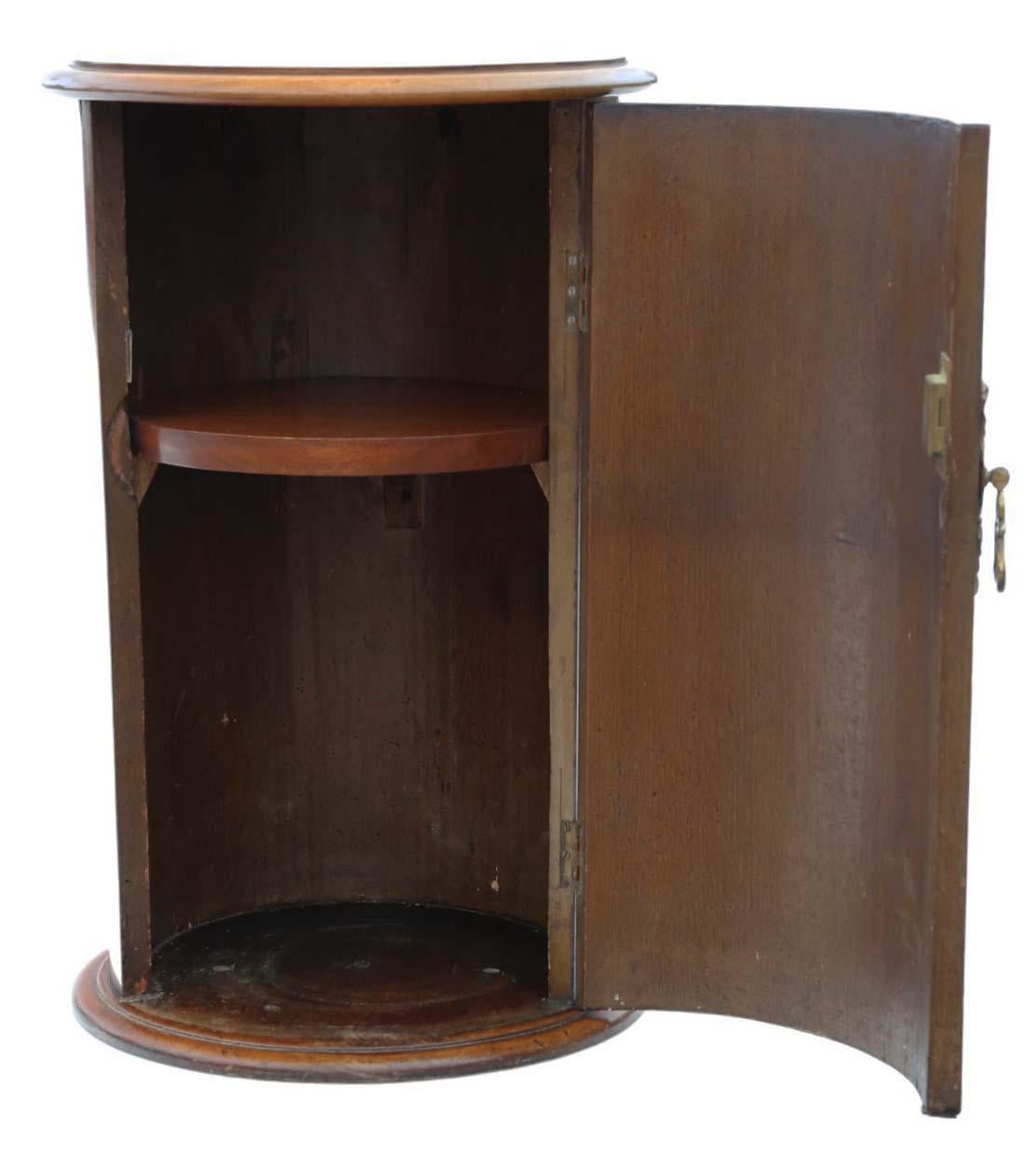 Victorian 19th Century Antique Mahogany Cylinder Bedside Table Cupboard Cabinet In Good Condition In Wisbech, Cambridgeshire