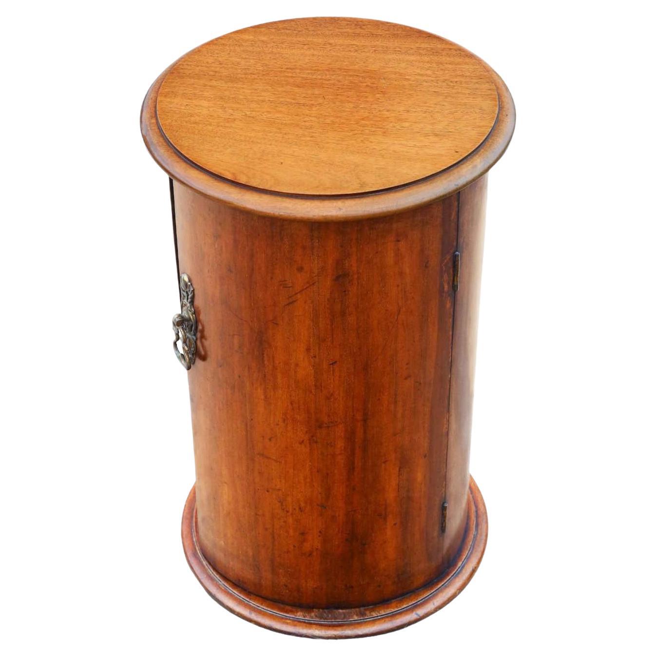 Victorian 19th Century Antique Mahogany Cylinder Bedside Table Cupboard Cabinet
