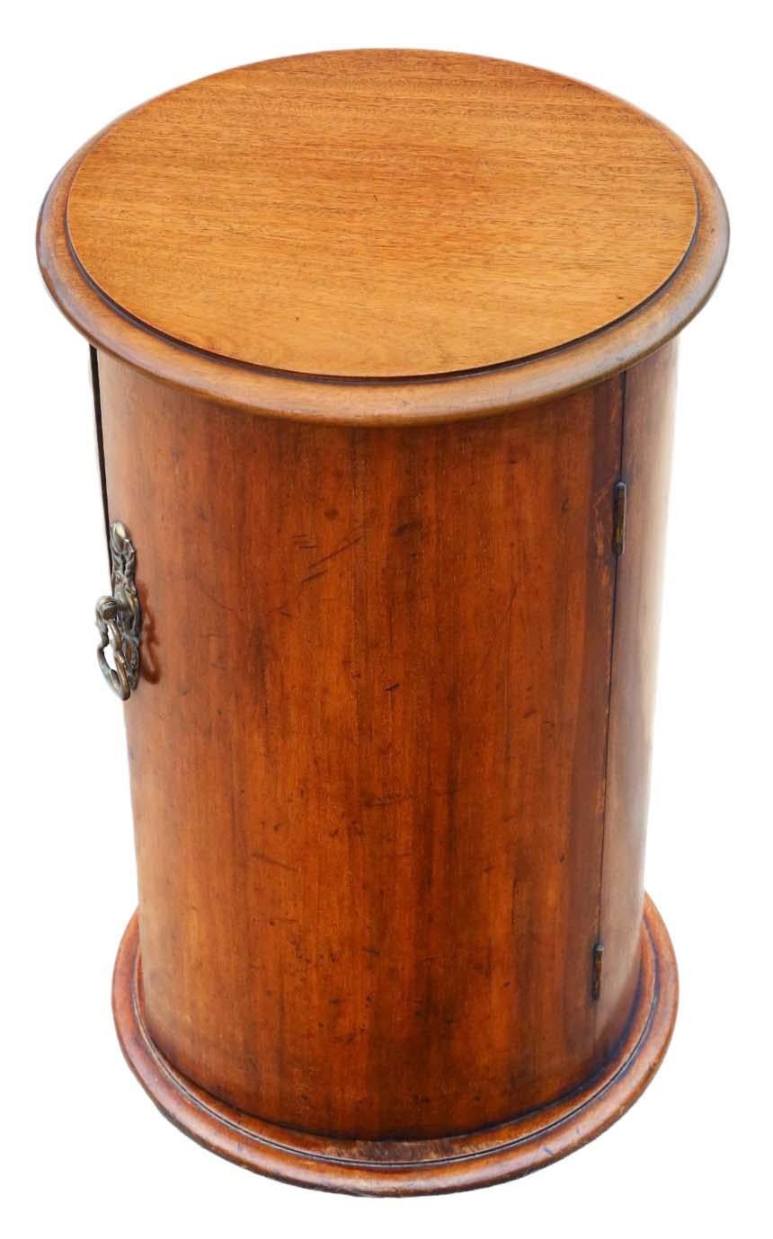 Victorian 19th Century Antique Mahogany Cylinder Bedside Table Cupboard Cabinet