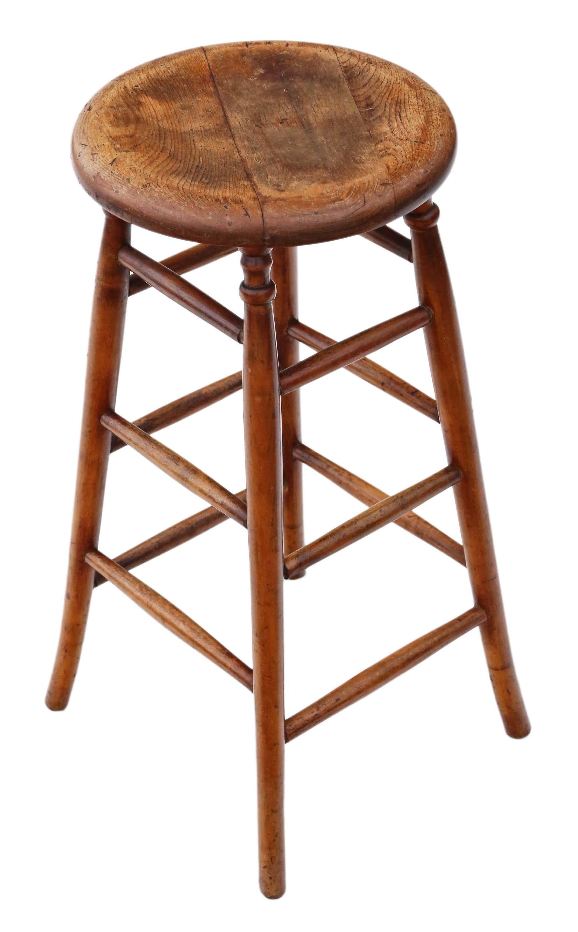 Antique quality Victorian 19th century ash and elm stool.
Quality, decorative and attractive, strong with no loose joints or wobbles. No woodworm.
Would look amazing in the right location. Full of age, character and charm.
Overall maximum