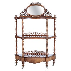 Victorian 19th Century Burr Walnut 3 Tiered Stand