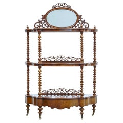 Victorian 19th Century Burr Walnut 3 Tiered Stand